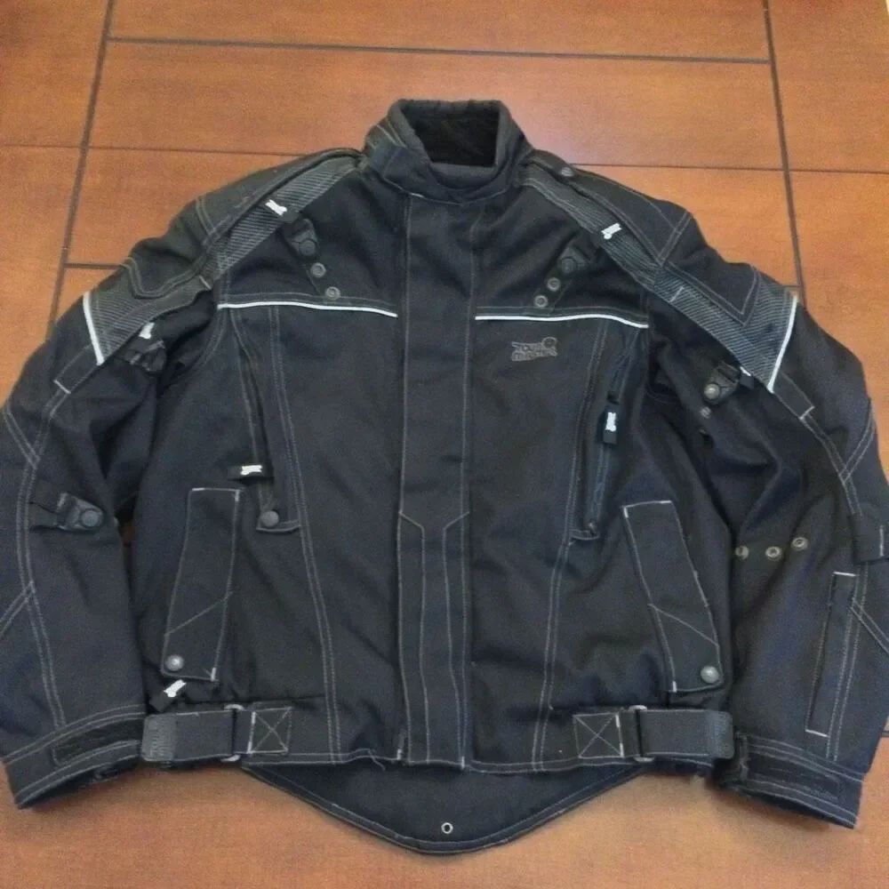 Tour Master Pivot textile motorcycle jacket adjustable zippered cuffs reflective